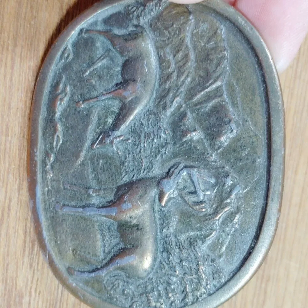 Vintage Belt Buckle Indiana Metal Craft Deer Wildlife Outdoors Hunting *Read